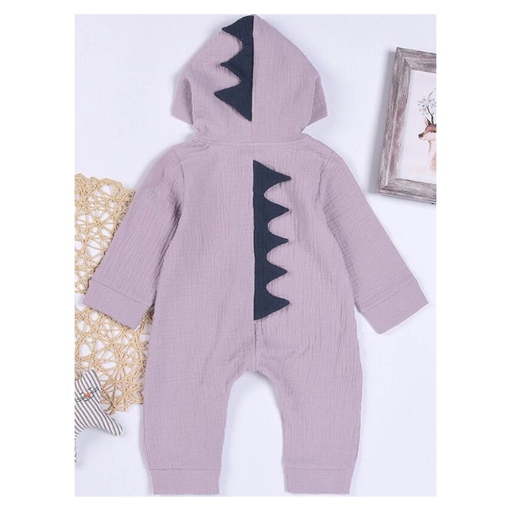 Purple Long Sleeve Dinosaur Jumpsuit Baby Boy Girl - Picture 4 of 7